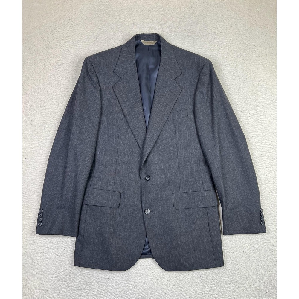 Vintage Nordstrom‎ Blazer Mens 40 Charcoal Pinstripe 2 Button Wool Made USA 90s